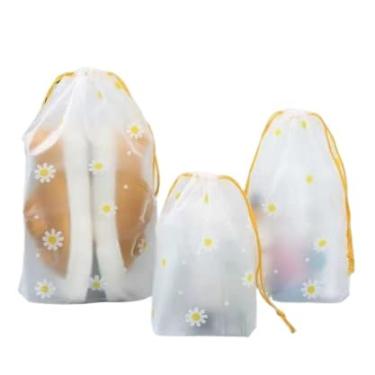 Imagem de Sacos Organizadores, Kit 5 Sacos Reutilizáveis Guardar Roupas Sapato Viagem Presente de Plástico com Fecho de Cordão(Flor (Margarida),10 Sacos)