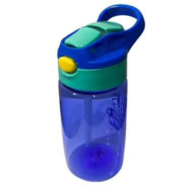 Imagem de Garrafa de Água em Plástico com Canudo de Silicone 450ml (Azul)