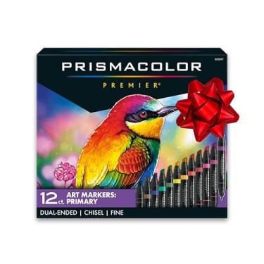 Imagem de Marcadores de arte de ponta dupla Prismacolor 3620 Premier, ponta fina e cinzel, pacote com 12, Multicor, 12-Count