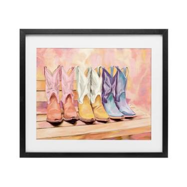 Imagem de Stupell Industries Botas pintadas trio impressão emoldurada preta sob vidro, design por Kim Allen, 17 x 21