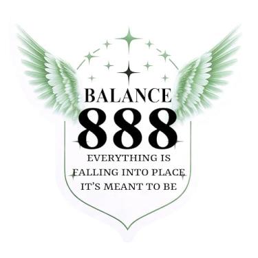 Imagem de 3 peças de adesivos Angel Number 888, decalque de vinil de equilíbrio e abundância, adesivo de asas de anjo de manifestação espiritual para laptop, diário, espelho e garrafa de água