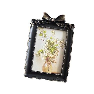 Imagem de Generic Porta-retratos vintage elegante, suporte para exibir fotos, ideal para mesa, sala de estar, quarto, corredor e decoração de casa, Preto