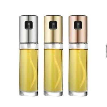 Imagem de Pulverizador de Azeite em Aço Inoxidável e Vidro, 100ml, Spray Atomizador para Cozinha e Churrasco, 18cm x 4cm, Dispenser Reutilizável