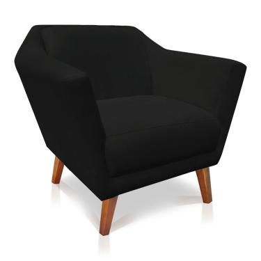 Imagem de Poltrona Decorativa Lorena Suede Pés Castanho Preto