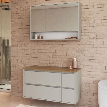 Imagem de Armário de Banheiro Berlim 5 Portas 4 Gavetas com Espelho Arenas - Art In Móveis