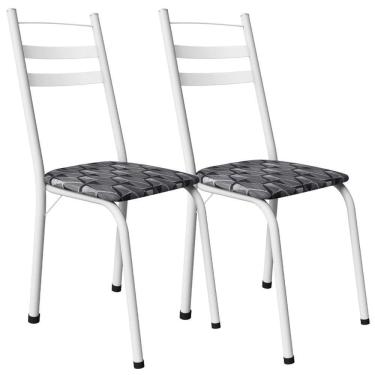Imagem de Kit 2 Cadeiras Tubular America 061 Branco Assento Mosaico Silver Artef