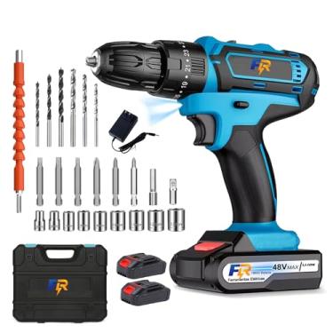 Imagem de Furadeira e Parafusadeira 48V 1.3Ah Azul, Torque 35Nm, Kit Doméstico com 2 Baterias, Acessórios e Ponta Dupla, Maleta Inclusa