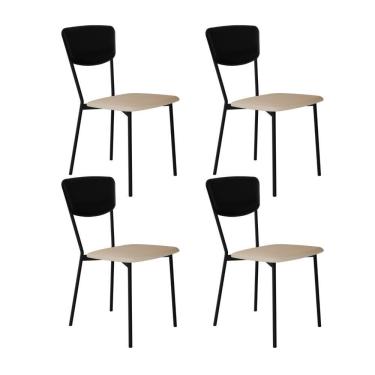 Imagem de Cadeira Vintage Retrô Fixa C-4 Pés 425 X 505 X 830 Mm C-4 Un. Cy.areia Lgt-cn.pto Areia Lgt-courino Preto