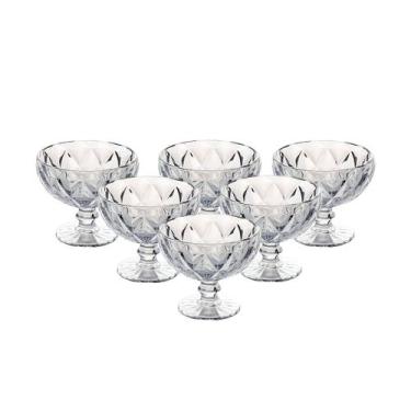 Imagem de Kit 6 Taças Sobremesa Diamond Vidro 380ml Sorvete Doces Mousse Diamant