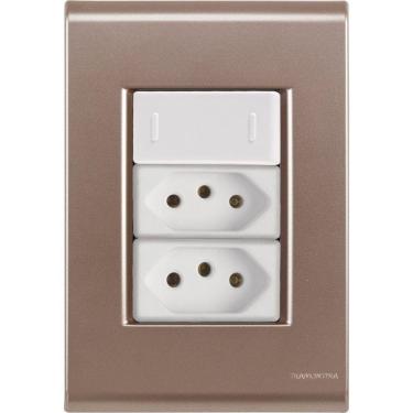 Imagem de Cj Interruptor E Duas Tomadas 10a E 20a Liz Ouro Velho Tramontina Completo Pronto Tramontina