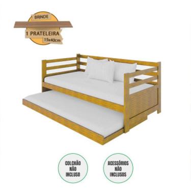 Imagem de Sofá Cama Madeira Vintage Enjoy Imbuia Com Prateleira Rústica