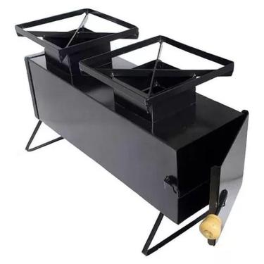 Imagem de Mini Fogão A Lenha Portátil 2 Bocas Preto