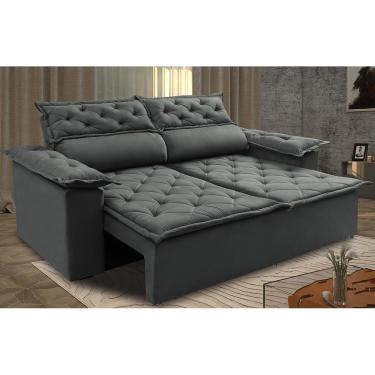 Imagem de Sofá Retrátil E Reclinável Cama Inbox Compact 1,50m Tecido Suede Velusoft Cinza