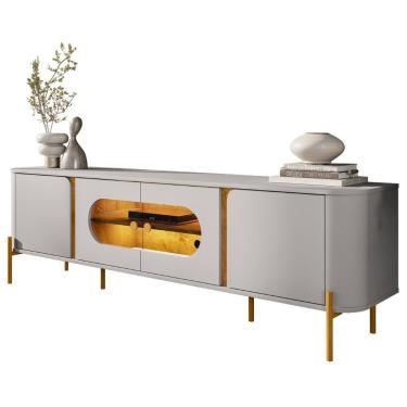 Imagem de Rack Bancada Para Tv 75 Pol 180cm Ricky Off/naturalle B02 - Mpozenato