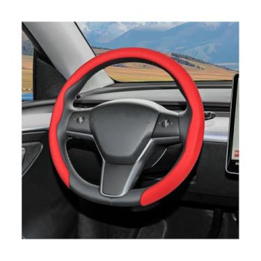 Imagem de Sandfren Capa de volante de couro Nappa para carro, protetor de volante antiderrapante 5D moderno de 38 cm, acessórios de decoração de interiores automotivos respiráveis, universal para veículos