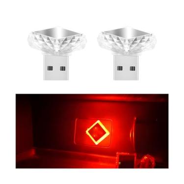 Imagem de Sandfren 2 lâmpadas USB mini LED de atmosfera interior de carro, iluminação noturna portátil para decoração de veículos, interface USB plug-in lâmpada ambiente de porta-malas automotiva, universal