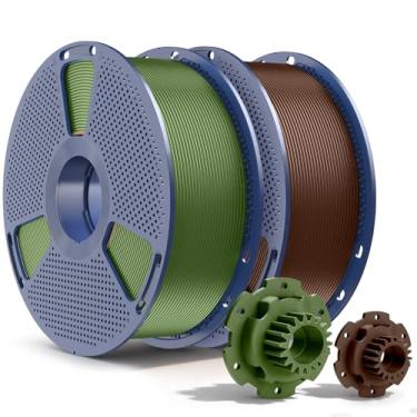 Imagem de SUNLU Filamento de impressora 3D PETG 1,75 mm, 1 kg x 2, verde-oliva + marrom café