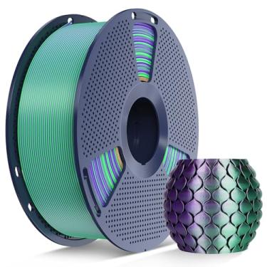 Imagem de SUNLU Filamento PLA de seda de duas cores, filamento de impressora 3D PLA de seda 1,75 mm, filamento de impressora 3D de seda brilhante, precisão dimensional +/-0,02 mm, carretel de 1 kg (1 kg), cor