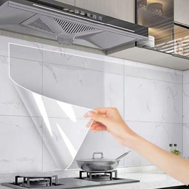 Imagem de Papel de contato transparente, folha protetora de parede de plástico, papel de contato transparente, descascar e colar, 39,9 cm x 499,9 cm à prova d'água, protetor de respingos, papel de parede da