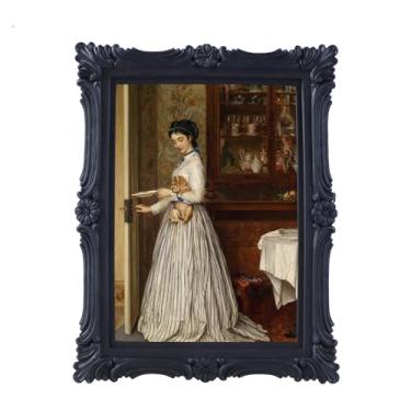 Imagem de VINLIFE Porta-retratos vintage, 10 x 15 cm, ornamentado, preto, antigo, porta-retratos 10 x 15 cm, decoração de parede exclusiva, para decoração de parede e mesa, estilo vitoriano, design floral