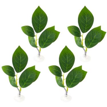 Imagem de hhdatc 4 peças de almofadas de folha de peixe Betta com ventosas ajustáveis, acessórios para aquário, plantas simuladas de plástico para Betta, descanso, reprodução, desova e decoração de brincar