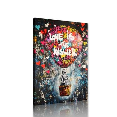 Imagem de Yeesjoee Impressão em tela de grafite de rua, arte de parede, decoração de parede, arte de rua, colorido, pôsteres de Banksy, pintura abstrata de graffiti para quarto, sala de estar, 30,5 x 40,6 cm