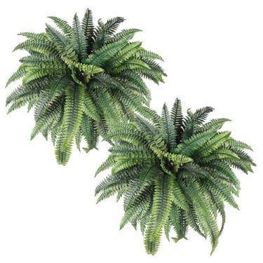 Imagem de Greens Word Samambaias falsas de 114 cm, conjunto de 2 plantas artificiais de samambaia de Boston para decoração de escritório, pátio, sala de estar, quintais, fazenda, verde