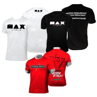Imagem de Kit 3x Camiseta Max Titanium Preta + Branca + Vermelha Integralmédica-Unissex