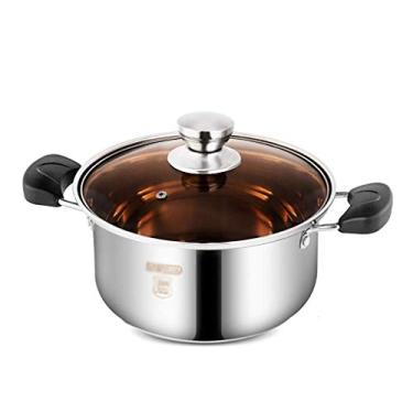 Imagem de YWangQiang Panela de sopa doméstica de aço inoxidável 304 com prateleira para cozinhar a vapor (24 cm) para 2 a 5 pessoas, adequada para fogão a gás/fogão de indução