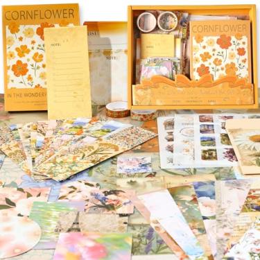 Imagem de VILOOK Kit de materiais para scrapbooking, kit de scrapbook de estética vintage para fazer cartões, suprimentos de diário de flores, presente de aniversário de artesanato para adolescentes, meninas e