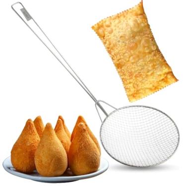 Imagem de Escumadeira GRANDE Peneira para Fritura 50 cm nº16 Inox - Excelente Durabilidade Belo Design e Suporta Temperaturas de Até 220ºC - Modelo Industrial Batata Pastel Salgados Coxinhas - PANAMI