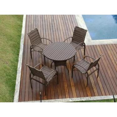Imagem de Jogo De Mesa Ripado 4 Cadeiras Aspen Fibra Sintética Piscina - Sarah M