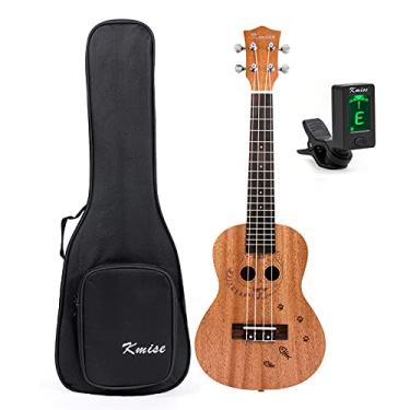 Imagem de Kmise Ukulele de concerto 58 cm Hawaii Guitarra Mahogany esculpida gato com bolsa e afinador