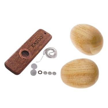 Imagem de simhoa Kazoo de madeira, flauta, instrumento de percussão, chocalho em forma de ovo para iniciantes e amantes da música.