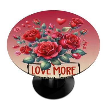 Imagem de hongjinglin Toalha de mesa redonda com borda elástica para dia dos namorados toalha de mesa redonda limpa para ambientes internos e externos, pátio, jantar, cozinha, festival, decoração para mesas de