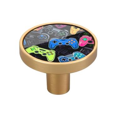 Imagem de Blueangle Pacote com 4 puxadores de armário coloridos para controles de videogame de 3,5 cm, puxadores redondos de gaveta para cômoda e armários de cozinha (446)