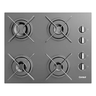 Imagem de Cooktop 4 Bocas Gas Bivolt Vidro Preto 56,5x46cm - Consul