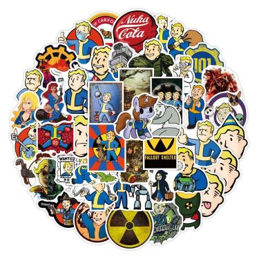 Imagem de Adesivos Fallouts, vinil impermeável, anime, 60 unidades/lote, 5-7 cm