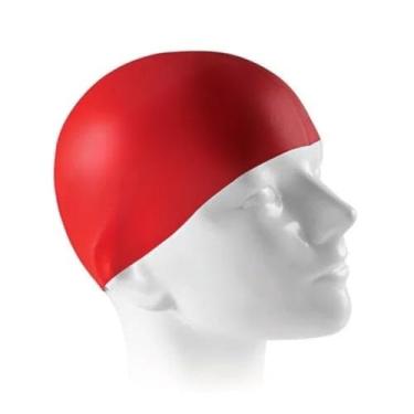 Imagem de Touca de Natação Impermeável，Toca de Natação Adulto，Touca Natação Adulto Juvenil Silicone Hidroginástica(Vermelho)