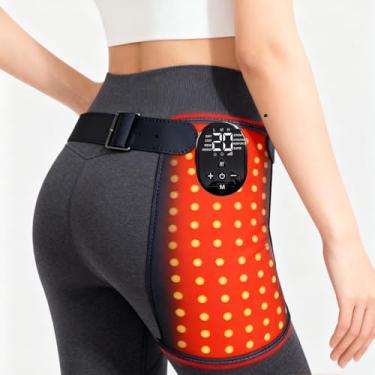Imagem de Almofada de aquecimento de quadril - massagem vibratória infravermelha sem fio para quadril, 660 nm & 850nm luz vermelha, 8 modos, 20 níveis de intensidade, suporte de quadril lavável sem fio para