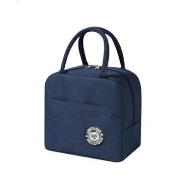 Imagem de Bolsa Térmica Impermeável, Azul Marinho, Conservação 4h Quente/6h Frio, Organizador de Refeições com Alça para Trabalho e Piquenique