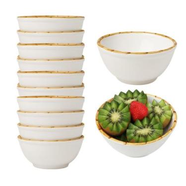 Imagem de Jogo 12 Bowl Tigela Cumbuca Branco para Sopa Caldos Bambu Cerâmica Sca