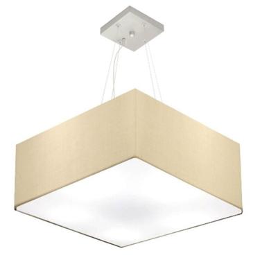 Imagem de Lustre Pendente Quadrado Md-4065 Cúpula Em Tecido 30/70x70cm Algodão Crú - Bivolt