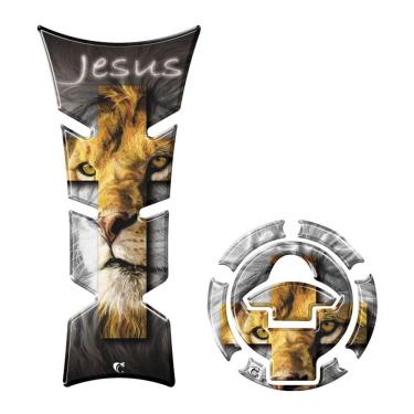 Imagem de Kit Adesivo Protetor Tanque E Bocal Moto Yamaha Jesus Preto