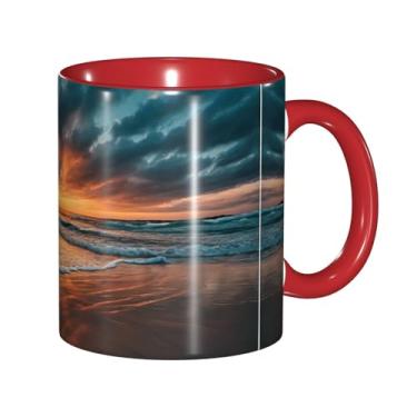 Imagem de Zeraoke Canecas de café criativas com estampa de ondas de praia, personalizadas, presente para família, tamanho de 325 ml, unissex