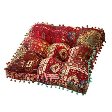 Imagem de Generic Almofada para cadeira Boho, decorativa, para canto de leitura, quarto, sala de crianças, café, para cadeiras de jantar, almofada espessa, Vermelho 42x42x8cm
