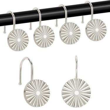 Imagem de Ganchos de metal para cortina de chuveiro, ganchos resistentes à ferrugem para varões de cortina de chuveiro, conjunto de 12, design resistente de banheiro linda decoração (Níquel)
