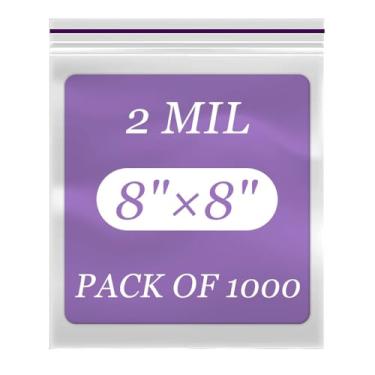 Imagem de Sacos transparentes com zíper de 20 x 20 cm, pacote de 1000 sacos plásticos resseláveis, duráveis, ideais para armazenamento de alimentos, freezer, lanches, despensa, joias, turismo, embalagem