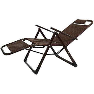 Imagem de Cadeira de gravidade zero cadeira reclinável de vime para ambientes externos de pele G | Espreguiçadeiras dobráveis ajustáveis para jardim, sala de estar, varanda, pátio, praia, espreguiçadeira