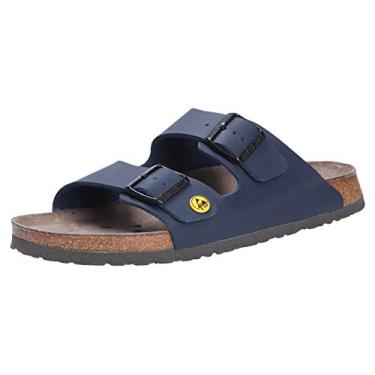 Imagem de Birkenstock Sapato de trabalho antiestático feminino Mule Arizona Birko Pile Azul tamanho 42 - palmilha normal, 38